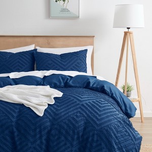 Nestl 3 Piece Tufted Boho Duvet Cover, Textured Duvet Cover Set with Zipper Closure - 1 of 4