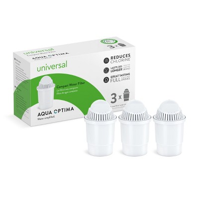Aqua Optima Replacement Filter for Brita, Pitchers, Dispensers, NSF Certified, Reduces Plastic, Compact Size, Exceptional Value, Pack of 3