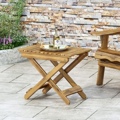 Portable Acacia Wood Folding Table,Outdoor Side Table With  Slat Paneling And A Foldable Frame,Folding Table Small - The Pop Home