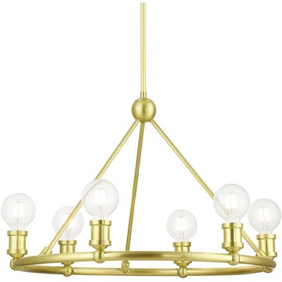 Satin Brass 6-Light Chandelier with Medium Base