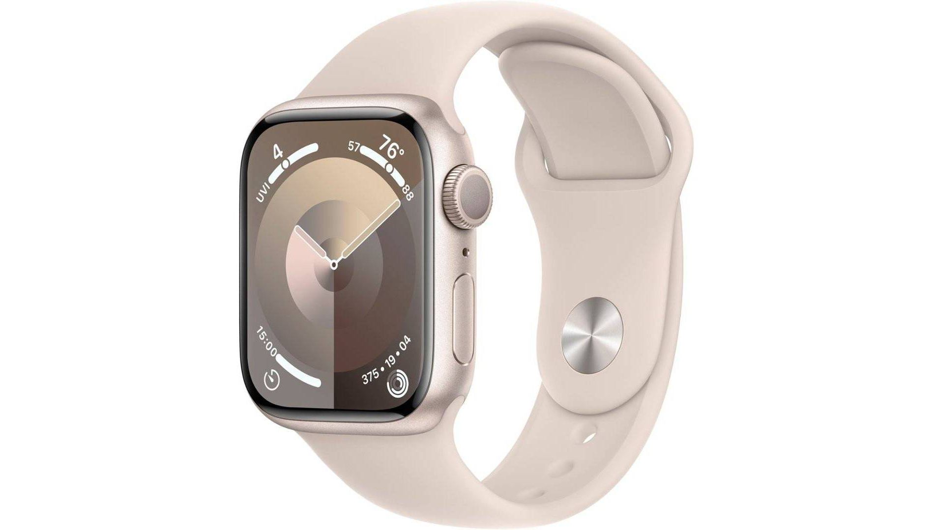 Apple Watch Series 9 GPS (2024) 41mm Starlight Aluminum Case with Starlight Sport Band - S/M