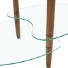 Gulches 35.44" Transparent Oval Glass Coffee Table - 3-Layer Tempered Glass with Oak Wood Legs, Modern Living Room Tea Table, 220lbs Capacity - 3 of 4