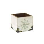 Melrose 4.5" Green and White Distressed Snowflake Christmas Storage Box