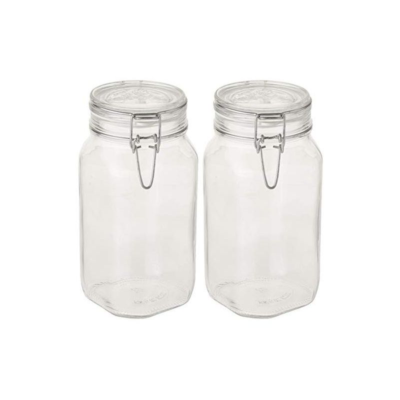 Bormioli Rocco Fido Clear Glass Jar with 85 mm Gasket, 1.5 Liter (Pack of 2), 1 of 6