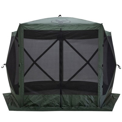 Gray 8-Person Portable Pop-Up Camping Gazebo Tent with Mesh Windows