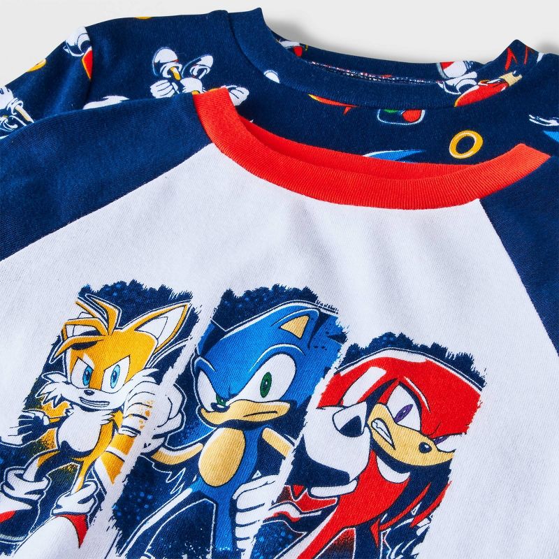Boys&#39; Sonic the Hedgehog 4pc Snug Fit Pajama Set - Navy Blue, 3 of 5