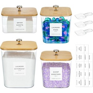 3-Pack Acrylic Laundry Room Organization Storage Containers: Laundry Pod Containers and Dryer Sheet Holder with Lids and Labels - 1 of 4