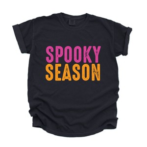Spooky Season Bright Distressed - Women's Garment Dyed Graphic T-Shirt - 1 of 4