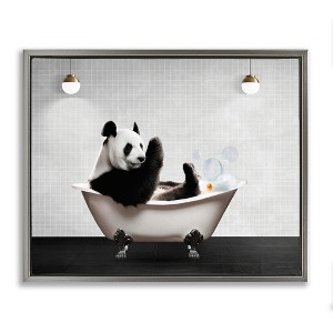 Stupell Industries Panda in Modern Bubble Bath Floating Frame Canvas Art - 1 of 4