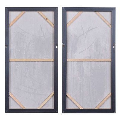 Set of 2 Abstract Gray and Black Canvas Paintings