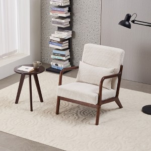 Lyngins Polyester Accent Chairs with Pillow,Upholstered Arm Chairs with Solid Wood Frame for Living Room,Bedroom - 1 of 4