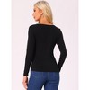 INSPIRE CHIC Women's Sequin Contrast Color Long Sleeve V Neck Basic Shirt - 3 of 4