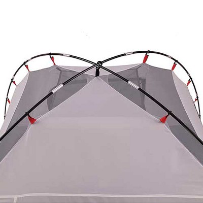 Gray and Red 6-Person Three-Season Dome Tent with Vestibule