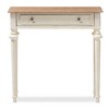 Marquetterie French Provincial Style Weathered Oak & Distressed Wood Console Table - White - Baxton Studio: Vintage, Carved Legs - 2 of 4