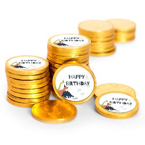 84ct Dinosaur Kid's Birthday Candy Party Favors Chocolate Coins (84 Count) - Gold Foil - By Just Candy - 1 of 2