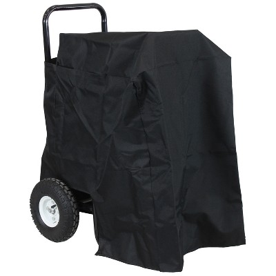 Sunnydaze Outdoor Firewood Log Rack Cart Carrier with Heavy-Duty Weather-Resistant Polyester Cover - Black