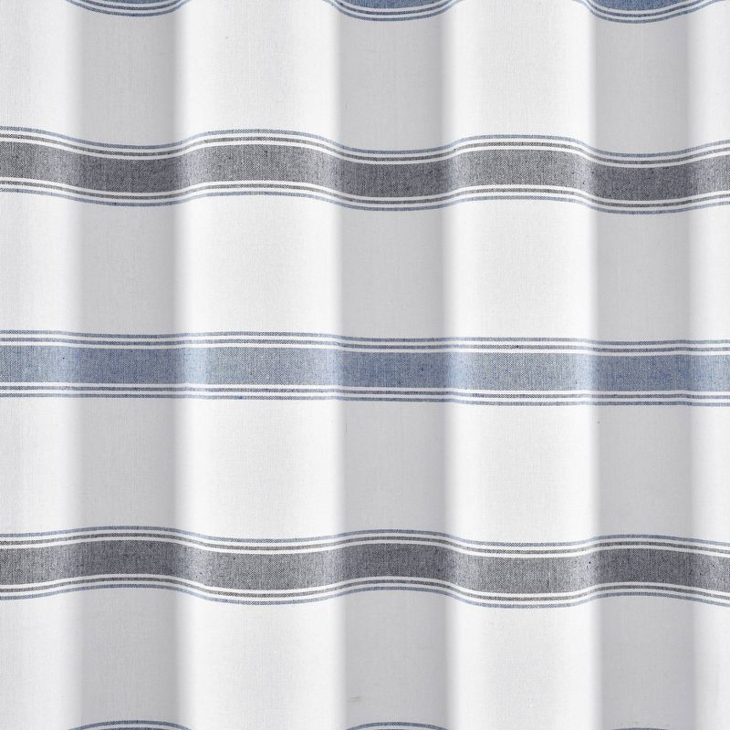 72&#34;x72&#34; Striped Woven Textured Yarn Dyed Eco-Friendly Recycled Cotton Single Shower Curtain Blue/White - Lush D&#233;cor, 4 of 7