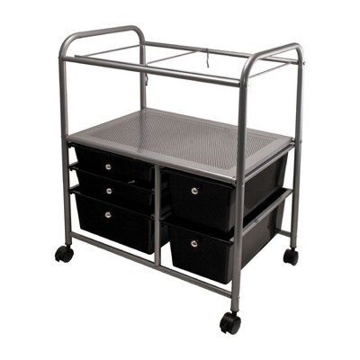 Advantus Black and Chrome Mobile File Cart with Five Drawers