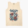 Simply Sage Market Distressed Land Of The Free Flowers Garment Dyed Tank - 3 of 3