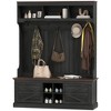 HOMCOM 3-in-1 Hall Tree with Shoe Storage, Standing Coat Rack with Shoe Bench, Entryway Furniture with Seven Hooks, Black Wood Grain - 4 of 4