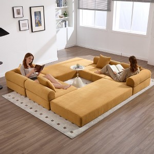 MOONMISS Convertible Corduroy Folding Sofa Bed, with Fixed Frame and Pillow Back Handrail, Folding Memory Foam Bed For Dormitory,Apt - 1 of 4