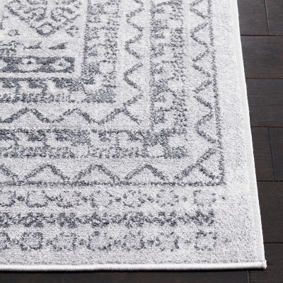 Modern Abstract Gray Square Synthetic Area Rug - 6'7" Easy Care
