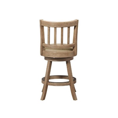 Driftwood Gray Swivel Counter Stool with Oatmeal Linen Cushion