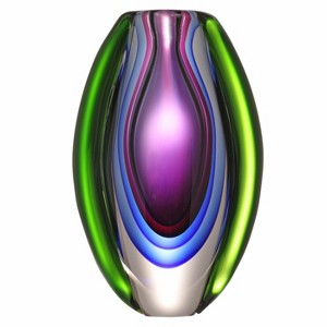 Luxury Lane Hand Blown Sommerso Oval Art Glass Vase - 1 of 4