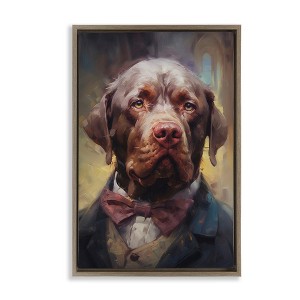 Stupell Industries Dog in Timeless Suit Fashion Floating Frame Canvas Art - 1 of 4