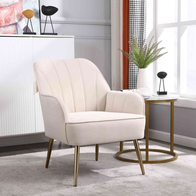 CAVINAS Accent Chair with Gold Legs and Adjustable Legs,Modern Arm Chair for Bedroom,Reading Room