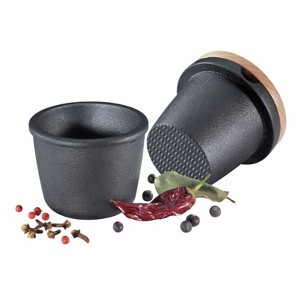 Zassenhaus Spice Grater, "Compact" black cast iron w/ beech wood lid, 3.5" H - 1 of 4