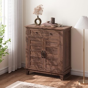 Rustic Storage Cabinet 31.5" Adjustable 3-Tier, Farmhouse Entryway Organizer with Doors - 1 of 4