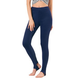 INSPIRE CHIC Women's Elastic Waistband Soft Gym Yoga Cotton Stirrup Pants Leggings - 1 of 4