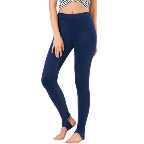 Allegra K Women's Elastic Waistband Soft Gym Yoga Cotton Stirrup Pants  Leggings Dark Blue X-large : Target