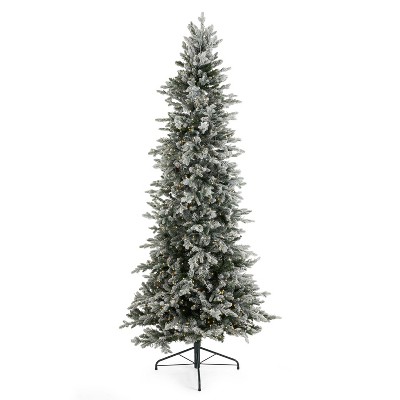 Home Heritage Overlight 7 Foot Flocked Prelit Artificial Christmas Tree w/ 1200 Dimmable White Micro Dot LED Lights, 2421 PVC Tips, Remote, and Stand