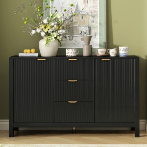 KIGFTSOD Entryway Cabinet with Wave Design - 3 Adjustable Shelves, 3 Drawers & Soft-Close Doors, Storage Console Table with Metal Handles - 1 of 4