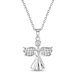 Girls' CZ Guardian Angel Sterling Silver Necklace - In Season Jewelry - 1 of 4