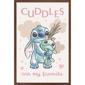 Trends International Disney Lilo and Stitch: Starry-Eyed - Cuddles Are My Favorite Framed Wall Poster Prints - 1 of 4