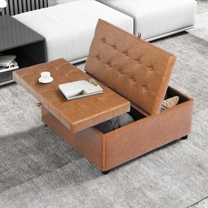 TYBOATLE 35.5'' Square Ottoman with Storage, Large Ottoman Coffee Table, 500 lb Large Ottoman with Storages for Living Room, Black - 1 of 4