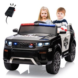 12V Police Electric Ride-On Car for Kids, Remote Control, 66lbs Capacity, LED Lights, Megaphone, Music, Spring Suspension - 1 of 4
