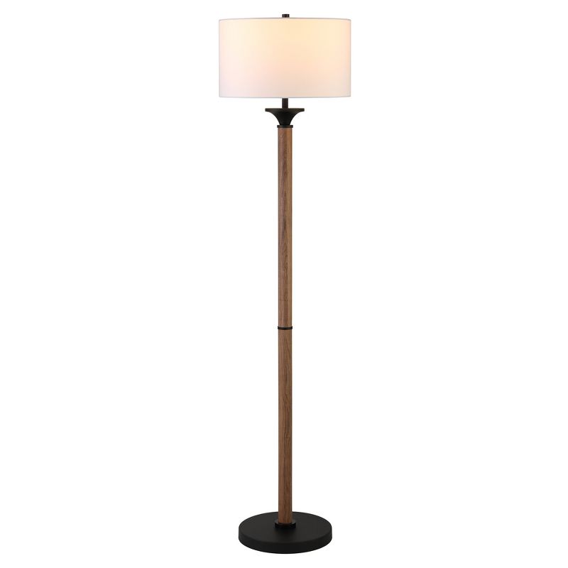 Hampton &#38; Thyme 66&#34; Tall Floor Lamp with Fabric Shade Rustic Oak/Blackened Bronze, 4 of 8