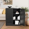 Simple Black Wood Grain Storage Cabinet with Double Door Design - 2 of 4