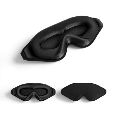 3D Deep Contoured Zero Pressure Sleep Eye Mask for Men and Women, Blackout Blindfold with Adjustable Strap for Travel, Home, Nap , Black