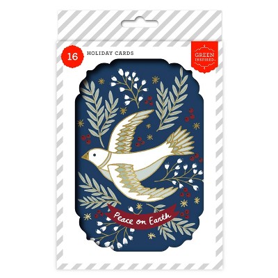 Green Inspired 16ct Dove Holiday Greeting Card Pack