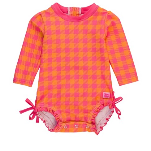 Baby Girls Vibrant Neon Long Sleeve One Piece Rash Guard