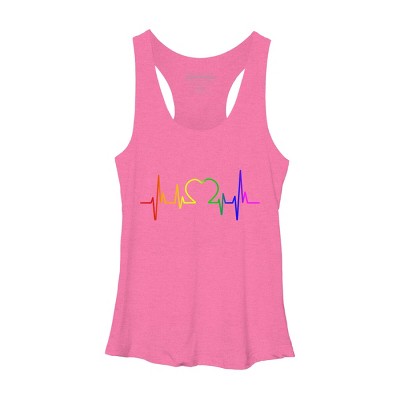 Adult Design By Humans Pride Heartbeat Rainbow By LuckyCharm99 Racerback Tank Top