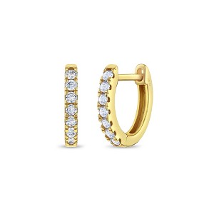 Girls' Small Multi CZ Huggie Hoop Yellow Gold Flashed Sterling Silver Earrings - In Season Jewelry - 1 of 4