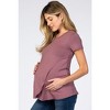 PinkBlush Mauve Layered Wrap Front Maternity Nursing Top - 2 of 4