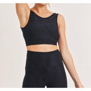 Women's Hibiscus Sports Bra - mono b - 1 of 3