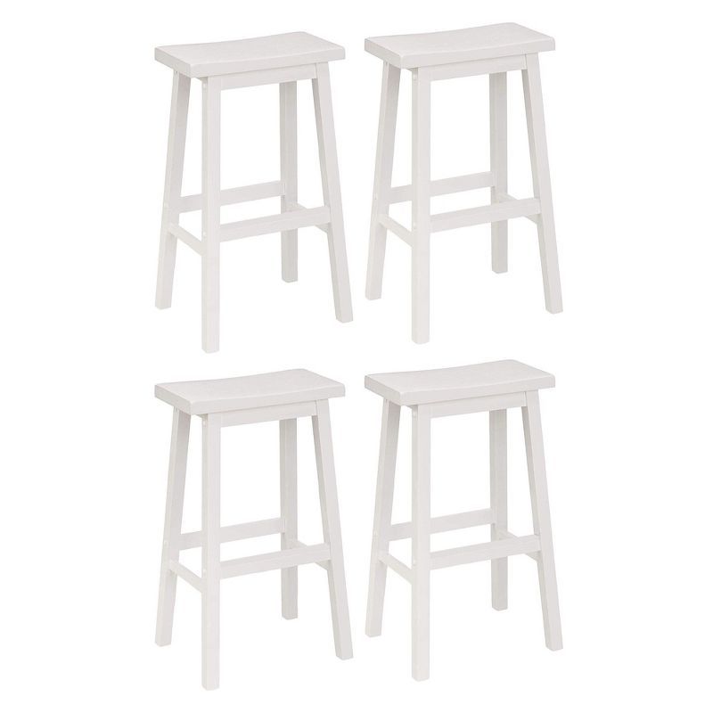 PJ Wood Classic Saddle Seat 29'' Kitchen Bar Counter Stool with Backless Seat & 4 Square Legs, for Homes, Dining Spaces, and Bars, White (4 Pack), 1 of 7